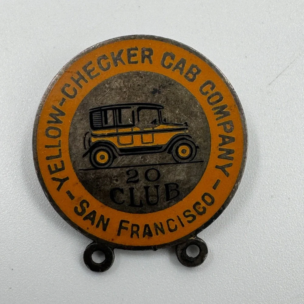 Vintage Yellow-Checker Cab Co San‎ Francisco 20 Club Sterling Pin Shreve & Co